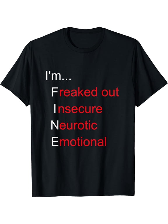 Freaked Out Neurotic Emotional Burnt Out Depressing Emo T-Shirt men and women can wear, black, white, gifts