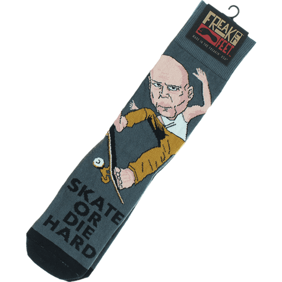 Freaker Skate Or Die Hard Crew Socks Grey/Black - Single Pair