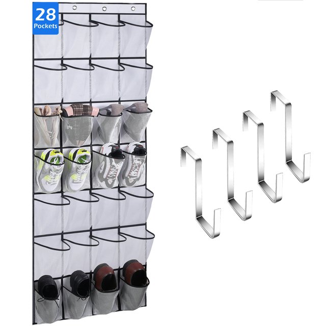 Freaki Over the Door Shoe Rack, 28 Mesh Pockets Hanging Shoe Organizer
