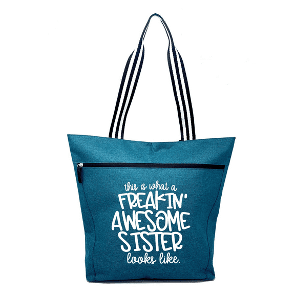Freakin' Awesome Sister Lexie Teal Tote Bag