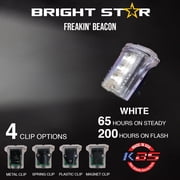 Freakin  Beacon Personal Safety Light Visible from 1000+Feet ,MSHA Approved, Water-Resistant and Intrinsically Safe Design Work, Industrial, Running,Biking, Mining Camping White/ Metal Clasp