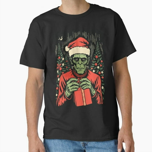 Freaky Frankenstein Monster Christmas, Creepy Holiday Creature Art G27936 Unisex T-Shirt, Up to Size 5XL