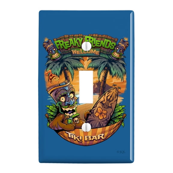 Freaky Friends Tiki Bar Tropical Vacation Plastic Wall Decor Toggle Light Switch Plate Cover
