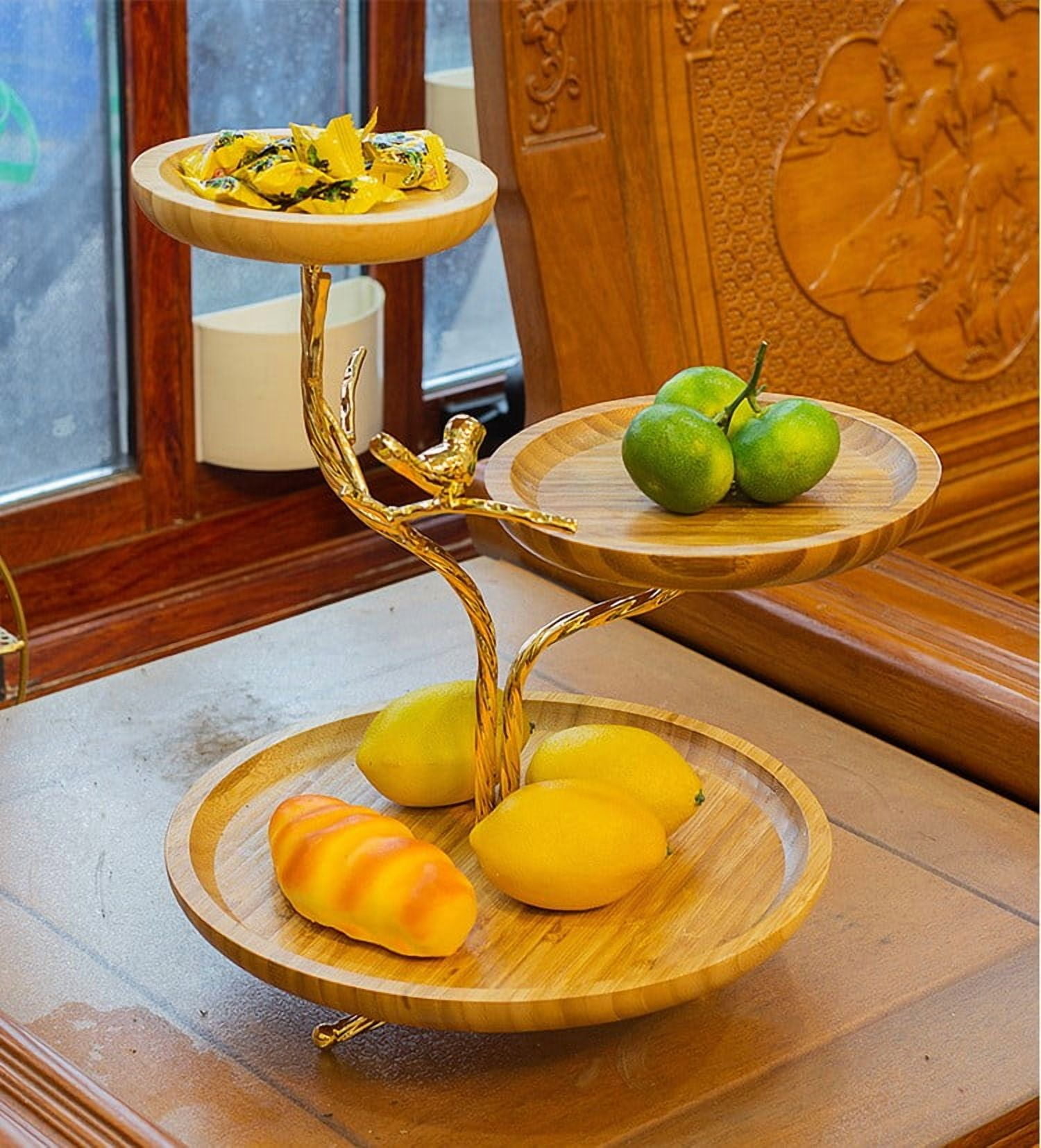 Freaswind 3-Tier Fruit Basket Electroplating Metal Stand Decorative ...