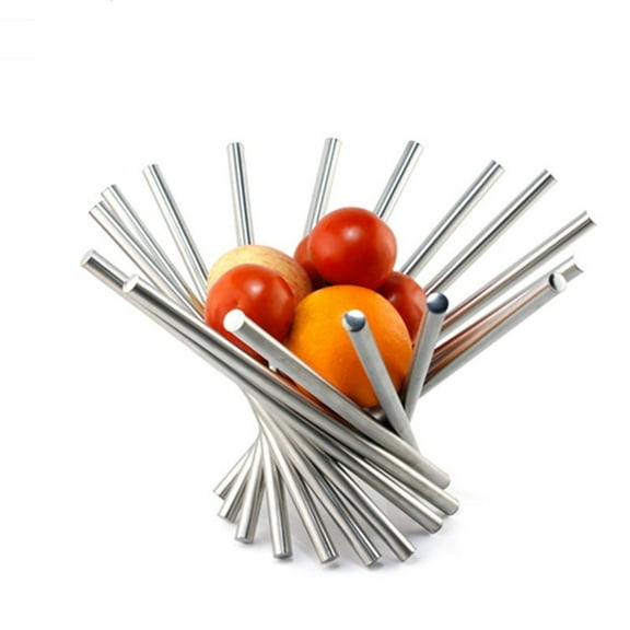 Freaswind Creative Stainless Steel Rotation Fruit Bowl/Fruit Basket/Fruit Stand/Fruit Holder with Free Orange Peeler, Silver