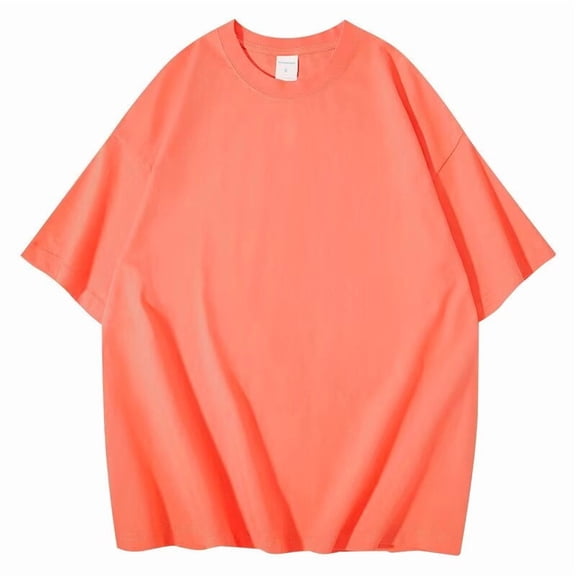 Freaswind Women's Oversized Solid Color Short Sleeve T-Shirt 240GSM Heavyweight Cotton Relaxed Fit Tee