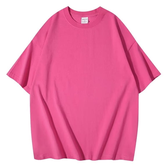 Freaswind Women's Oversized Solid Color Short Sleeve T-Shirt 240GSM Heavyweight Cotton Relaxed Fit Tee