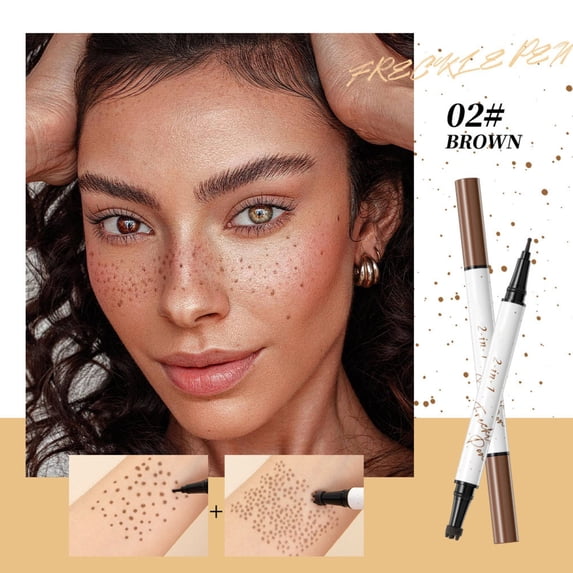 Freckle Pen Combo 3 Colors Light Medium Dark Brown Waterproof Faux Freckles Makeup Stain Pencil 1ml Gift Kit for Her