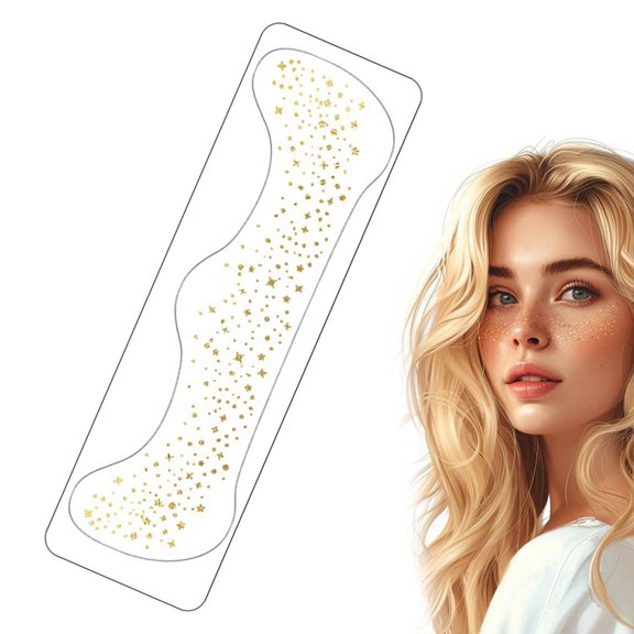 Freckle Stickers - Qbt-015 - Freckles Golden Glitter Stickers Long Lasting for Halloween and Parties Easy To, 1 Sheet of Freckle Stickers, Easter, Wedding Makeup Organizers