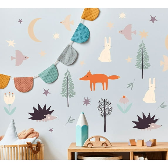 Freckled Face Forest Stories at Night Vinyl Wall Art Decals for Children's Rooms