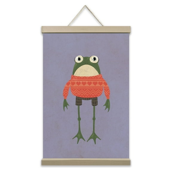 Freckled Face Frog Wall Art Decor  Ugly Sweater Canvas Print, Kids Room Home Decor, Hand-Painted Design