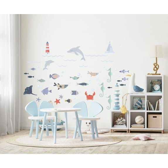 Freckled Face Sea Life Vinyl Wall Art Decals for Children's Rooms