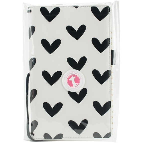 Freckled Fawn Pocket Traveler's Notebook 9"X5.75"-Black & White Hearts