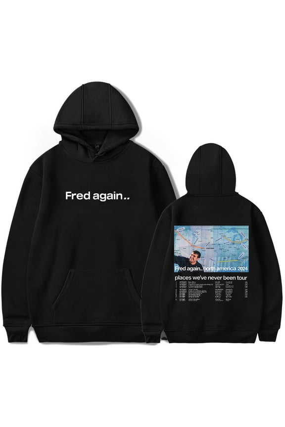 Fred Again Places We've Never Been Tour 2024 Hoodie Casual Longsleeve Hip Hop Sweatshirt