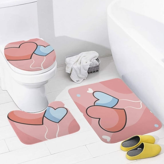 Fred And The He 3Pc Coral Velvet Floor Mat Sets, Valentine's Day The Pink Love Shower Mat, (CD)