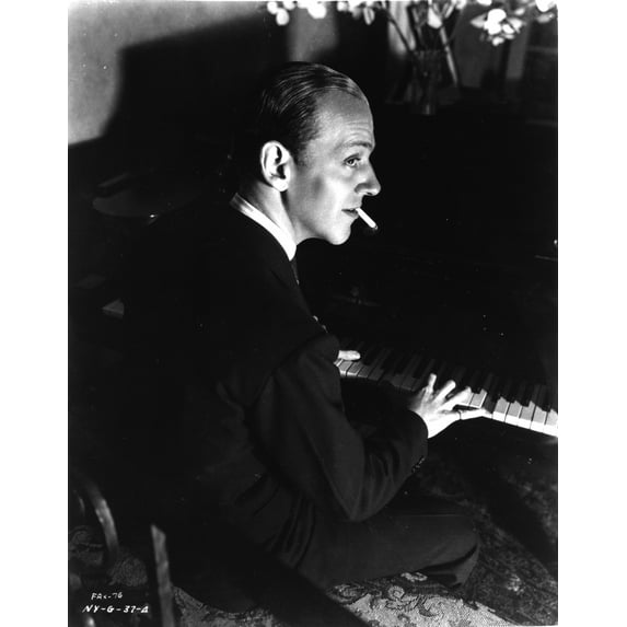 Fred Astaire Playing Piano with Cigar on Mouth in Black and White Photo Print (24 x 30)