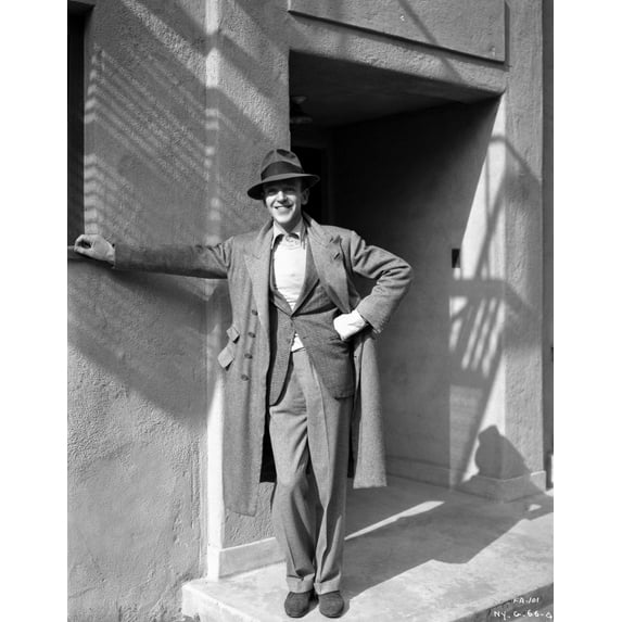 Fred Astaire Posed in Long Coat Black and White Portrait Photo Print (24 x 30)