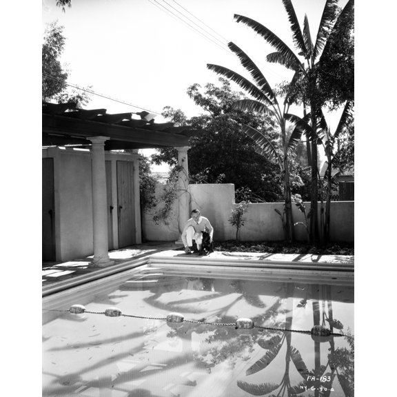 Fred Astaire Seated by the Poolside Black and White Photo Print (8 x 10)
