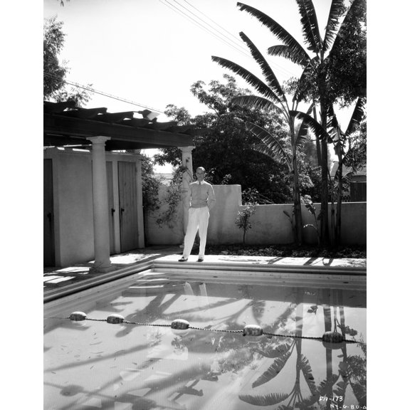 Fred Astaire standing by the Poolside in Black and White Photo Print (24 x 30)