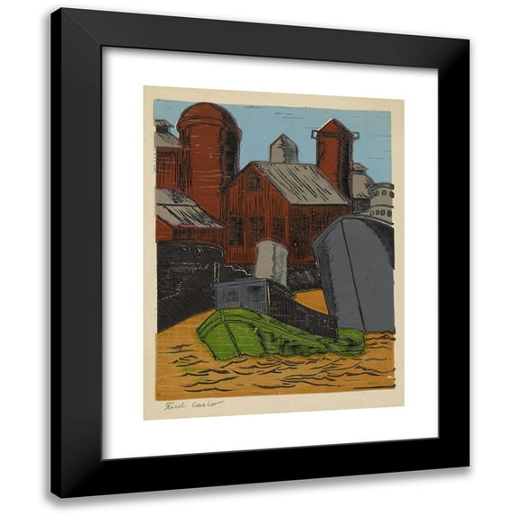 Fred Carlo 19x24 Black Modern Framed Museum Art Print Titled - Tugboat (1935 - 1943)