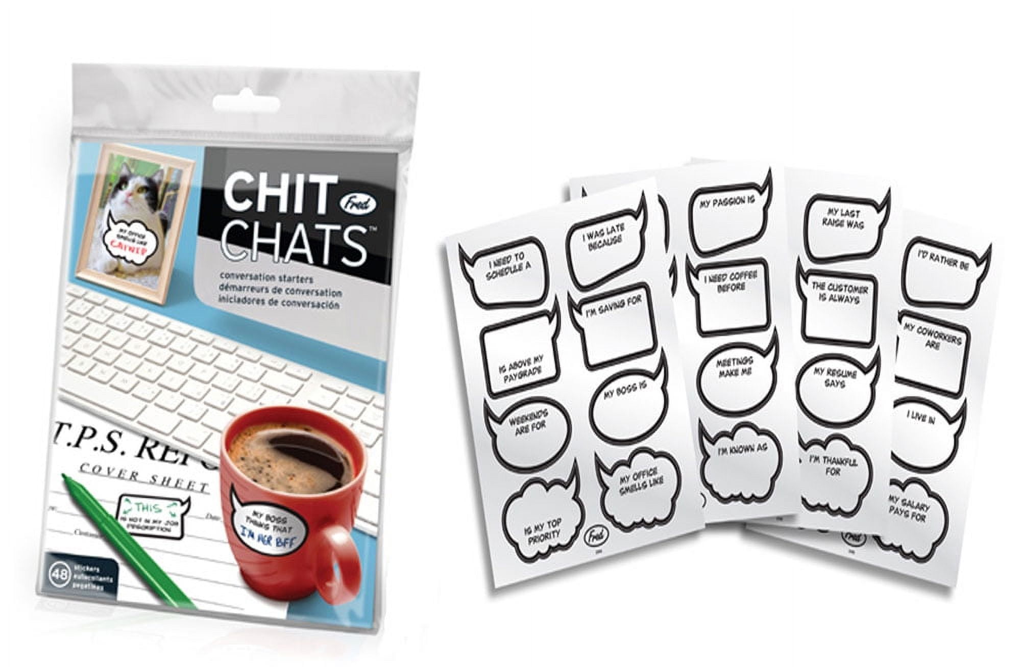 Genuine Fred CHIT CHATS Office Stickers - 48 Piece Set Of Removable Workplace Decals
