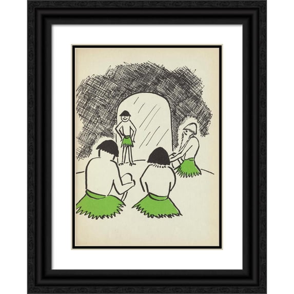 Fred Ketchum 19x24 Black Ornate Framed Double Matted Museum Art Print Titled: Stick-In-The-Mud; a Tale of a Village, a Custom, and a Little Boy Pl20 (1953)