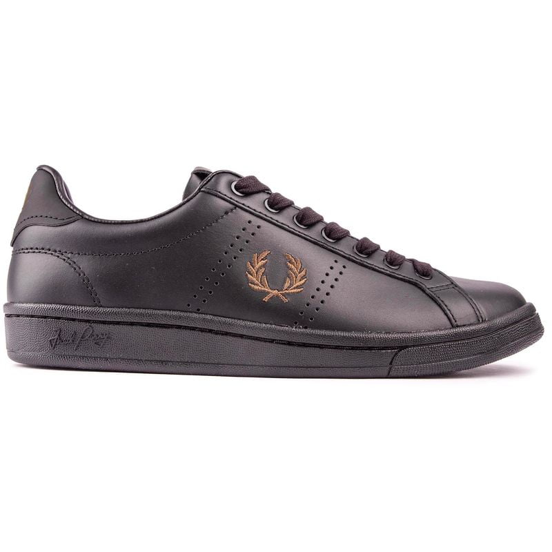 【FRED PERRY】 B721 LEATHER (X34) R6757 Fred Perry Men's B721 Leather Sneakers in Black/Gunmetal