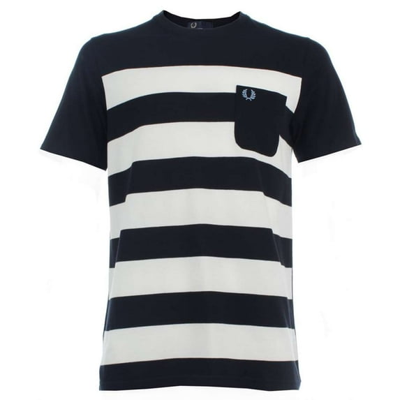 Fred Perry Men's Pique Striped T-shirt, Navy \ White,XS - US