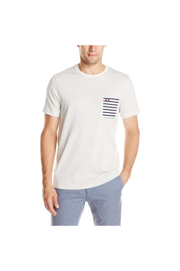 Men's Polkadot Stripe Pocket T-shirt, Snow White,XS - US