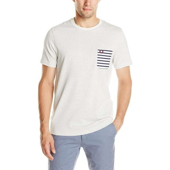 Fred Perry Men's Polkadot Stripe Pocket T-shirt, Snow White,XXL - US