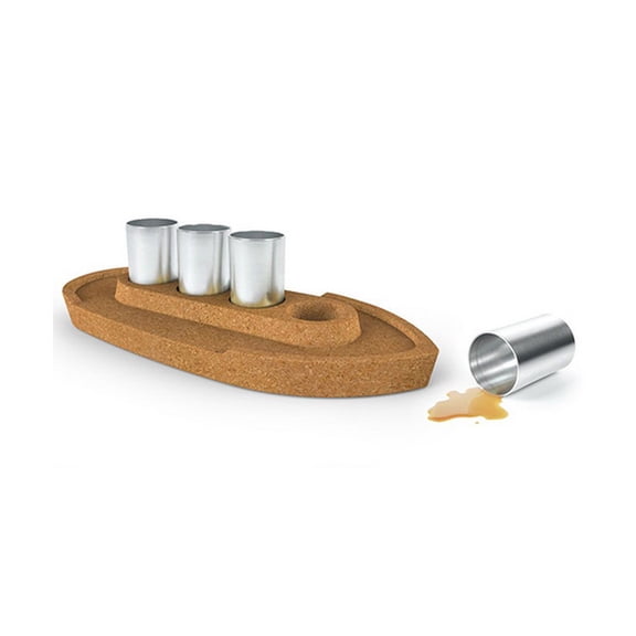 Fred and Friends FRED5232902 Party Boat Cork Tray and Shot Set