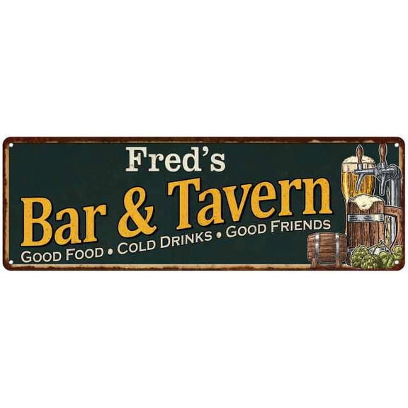 Fred's Bar and Tavern Green Sign Man Cave 6x18 206180003059