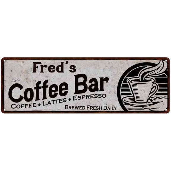 Fred's Coffee Bar Sign Kitchen Decor 6x18 206180007276
