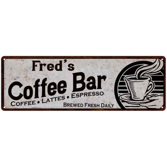 Fred's Coffee Bar Sign Kitchen Decor 8x24 108240007276