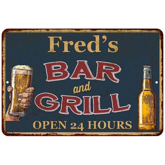 Fred's Green Bar and Grill Metal Sign 8x12 Decor 208120044152