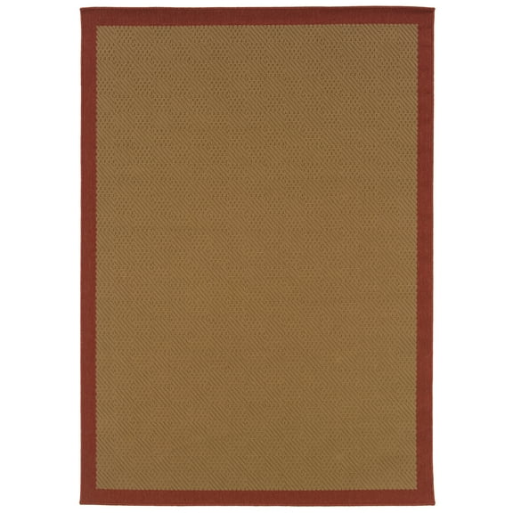 Freda Border Outdoor Area Rug, Beige/ Red 1, 2' x 8'