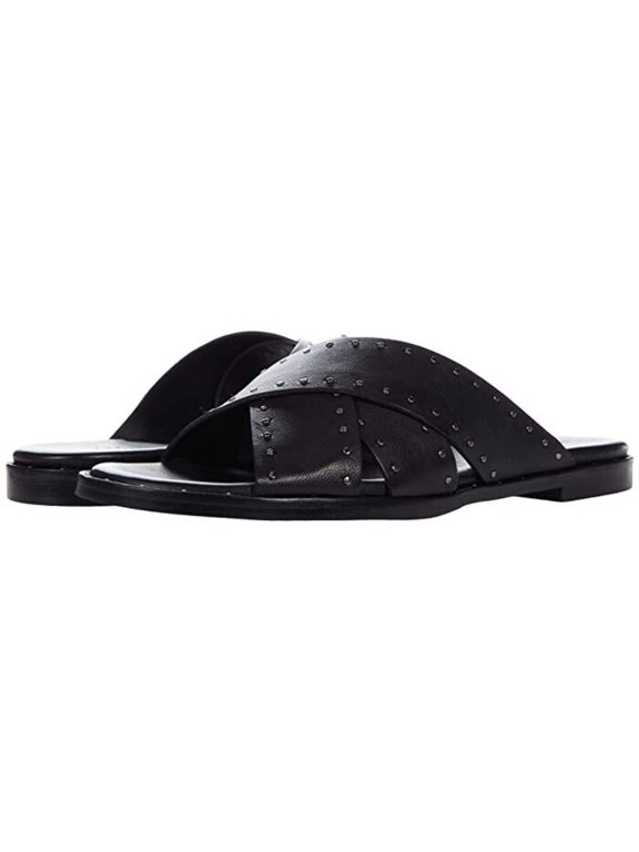 Freda Salvador Dew Sandal Women's US 5.5 Black Leather Slip-On Slide KHD410