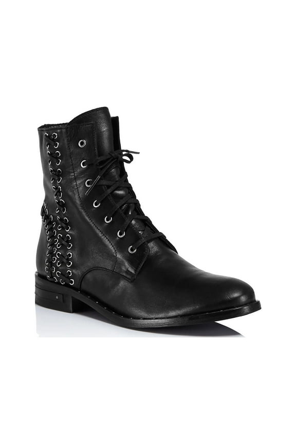 Women's Black Leather Nia Corset Boots