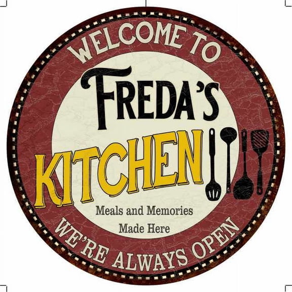 Freda's Kitchen 14" Round Metal Sign Bar Game Room Wall Decor 100140040434