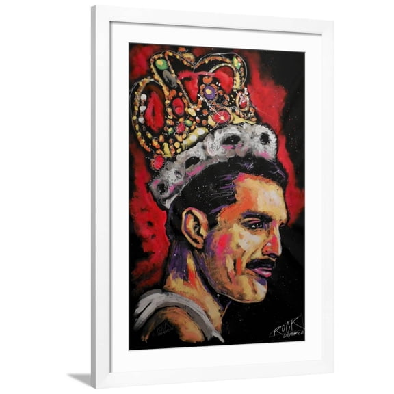 Art.com Freddie Mercury Painting 002 Giclee Print by Rock Demarco, White Frame Wall Art, 32" x 44"