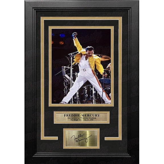 Freddie Mercury Queen at Wembley Stadium Framed 8"x10" Photo with Engraved Signature