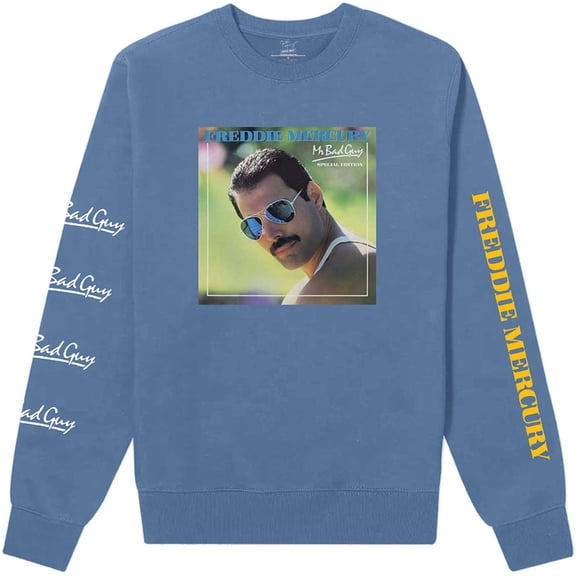 Freddie Mercury Unisex Long Sleeve T-Shirt Mr Bad Guy (Sleeve Print) (X-Large)