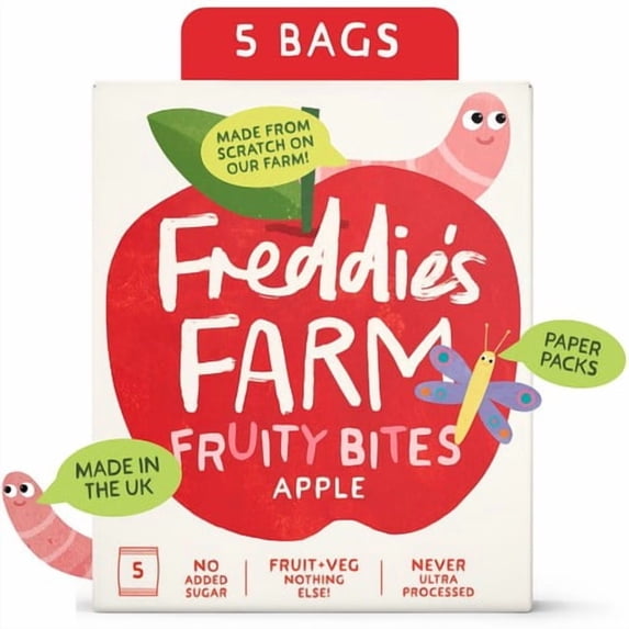 Freddie's Farm Fruity Bites Multipack Apple 100g, British Import (Pack of 2)