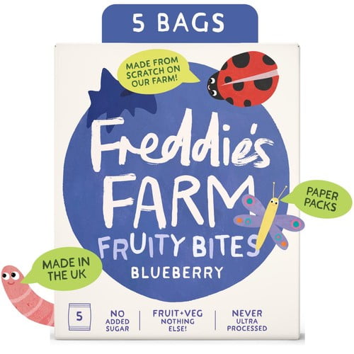 Freddie's Farm Fruity Bites Multipack Blueberry 100g, British Import (Pack of 3)