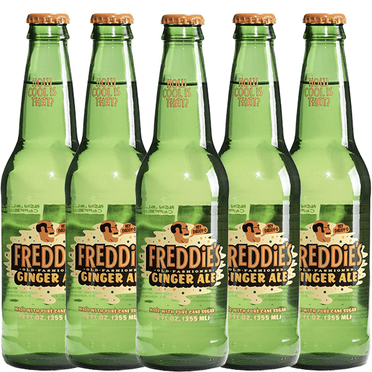 Freddie’s Old Fashioned Soda - Ginger Ale 12oz Bottles - 5 Pack - Bright Invigorating Sparkling Flavor
