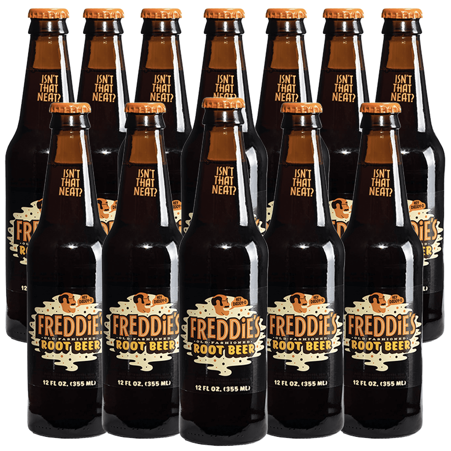 Freddies Old Fashioned Soda - Root Beer 12oz Bottles - 12 Pack - Made with Natural Herbs, Oil of Birch and Imported Vanilla