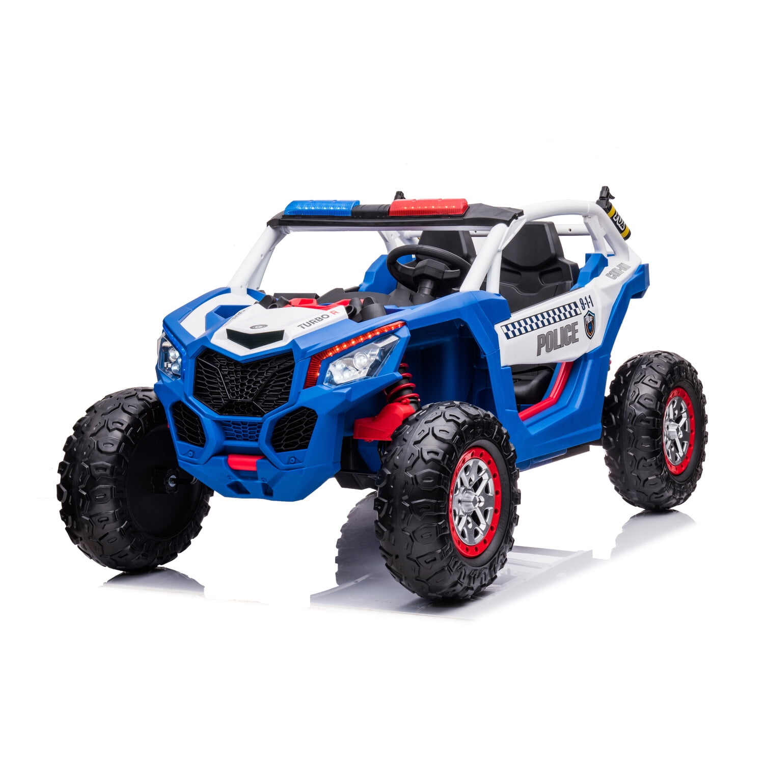 24V Blue Police UTV 2-Seater Ride-On with Remote Control