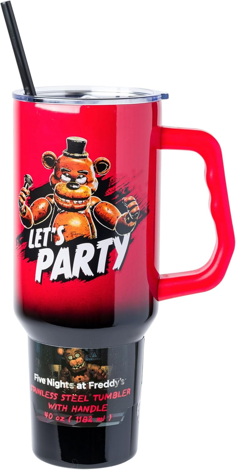 Freddy Fazbear Let S Party Ombre Stainless Steel Tumbler With Handle And Straw Ounces Fits