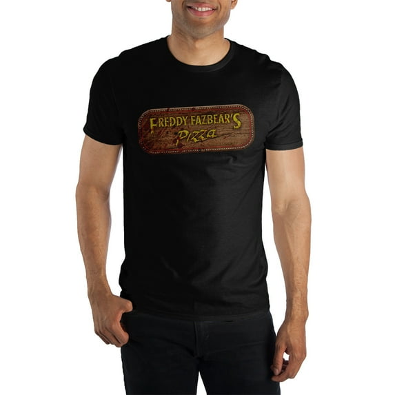 Freddy Fazbears Pizza Sign Mens Black Crew T-Shirt-Small