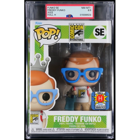 Freddy Funko, PSA Graded 8.5 NM-MT+, Freddy Funko (2022 SDCC Hall H) Collectible Vinyl Figure #SE, Fully Encapsulated Bundle with Compatible Funko Pop! PSA Hard Protector Case